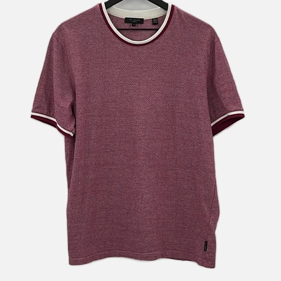 Ted Baker Fresair Mesh Tee 100% Cotton in Dark Red - Size Large (Ted Size 4) - Picture 3 of 10